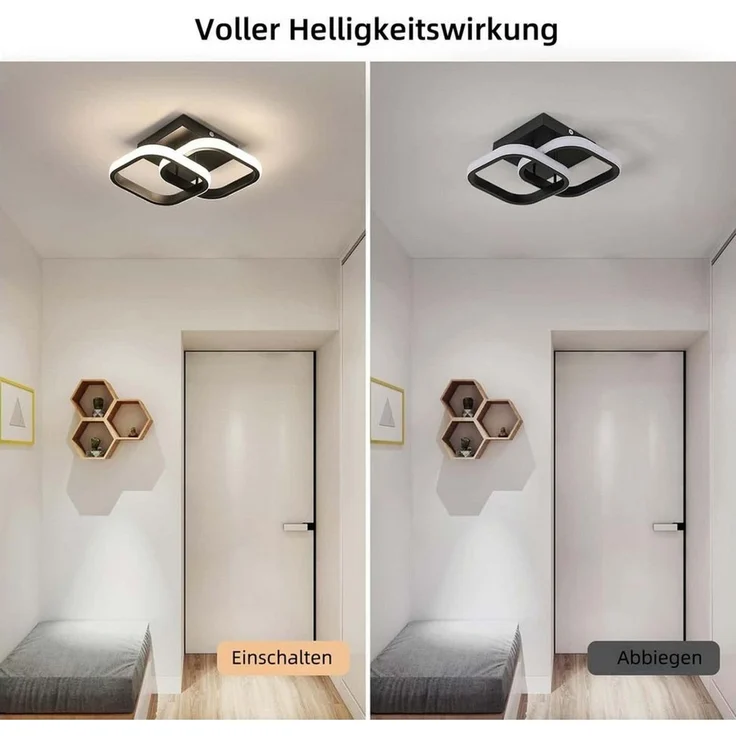 Toomoke Deckenleuchten LED Dimmbar Deckenleuchte 3-Farbige Decken-Lampe, LED fest integriert, Warmweiß, Neutralweiß, Kaltweiß, Wohnzimmer Flur Eingang – Bild 4