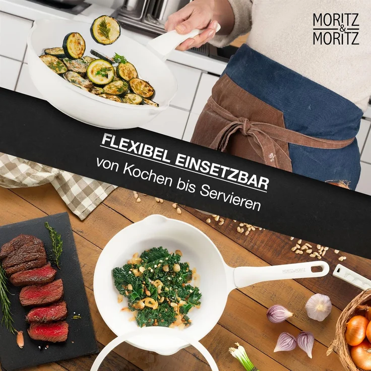 Moritz & Moritz Multipfanne mit Deckel, Aluminium Creme, Ø 26 cm – Bild 7