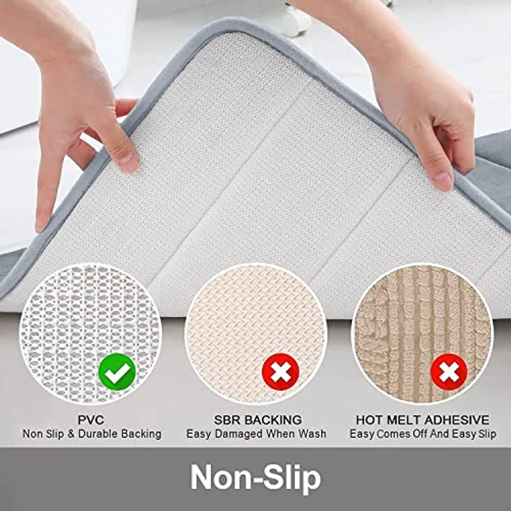 Homaxy Memory Foam Badezimmer Badteppich Saugfähige Rutschfester Badvorleger Waschbar Badematte - 43x120 cm, Grau – Bild 5