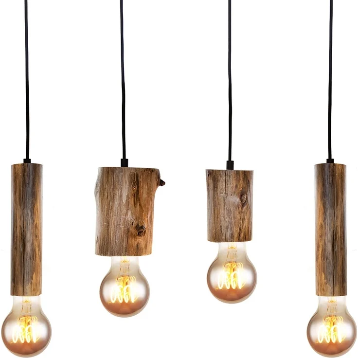 Hängeleuchte, Holz Eukalyptus, schwarz, H 150 cm – Bild 10
