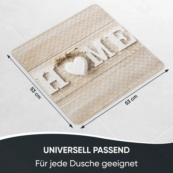 Sanilo Duschmatte, mit Motiv, rutschfest, waschbar, quadratisch, 230 extra starke Saugnäpfe, Kunststoff PVC, 53 x 53 cm, Home – Bild 3
