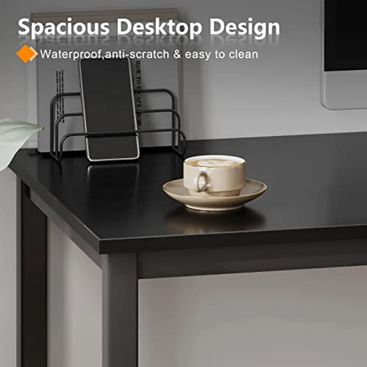SogesHome PC Schreibtisch Computertisch 100 x 60 x 75 cm Bürotisch Workstation für Home Office Verwenden Schreibtisch, Esstisch Konferenztisch, Schwarz – Bild 6