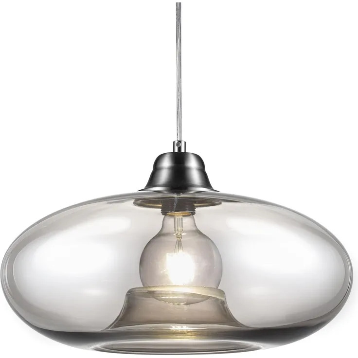 Pendelleuchte, Glas, rauch, nickel-matt, D 40 cm