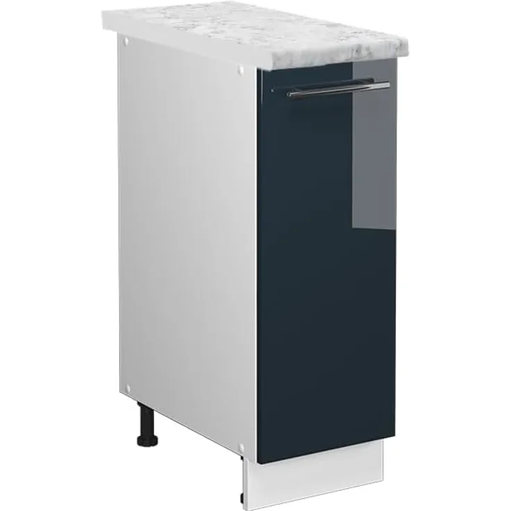 Apothekerschrank Fame-Line Dunkelblau Hochglanz 30 cm , AP Marmor Vicco