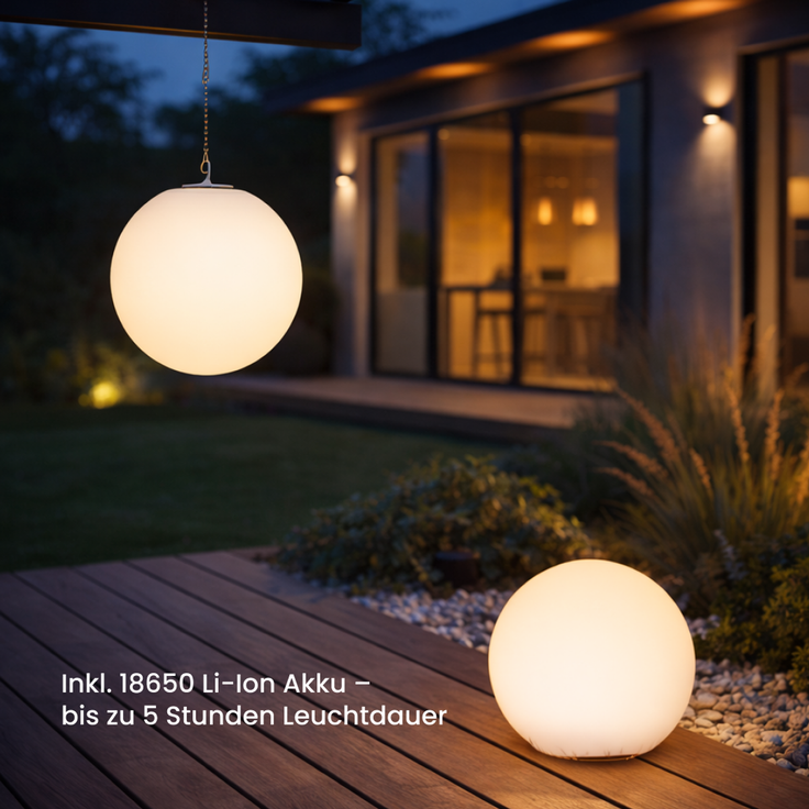 Star Trading Solar Dekoration Globy 30cm, Warmweiß LED, 35/70 Lumen, Dämmerungssensor, Hängende Garten Kugel, Außenleuchte, Weiß – Bild 6