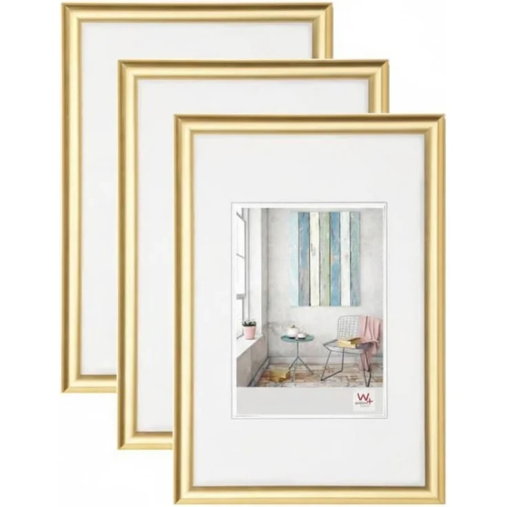walther design Bilderrahmen Gold 24x30 cm 3er Pack Trendstyle Kunststoffrahmen KP430G3