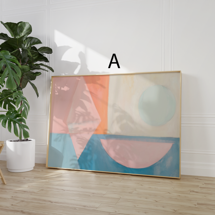 Abstrakte Poster · Wohnidee · Pastellfarben, Geometrische Formen & Minimalistische Wandkunst · Dekoprint ohne Rahmen - A / 80x120 cm