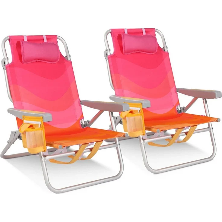 HOMECALL Klappstuhl Strandstuhl Leicht Klappbar Camping, 5-fach verstellbare Rückenlehne (Bis150KG Aluminiumrahmen, groBe Kuhitasche und Aufbewahrungstasche, 2 St), Seitentaschen, Kopfstütze, Schultergurten, Handtuchhalter – Bild 1
