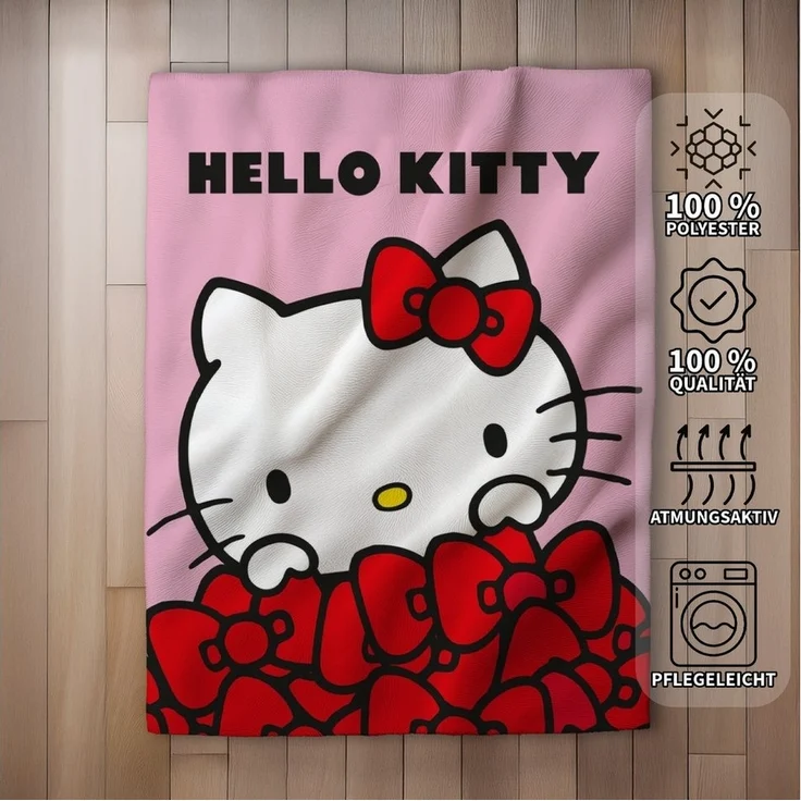 Hello Kitty Flanell Wohndecke für Kinder und Erwachsene 130 x 160 cm – Bild 2