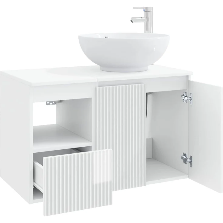 vidaXL Badezimmerschrank-Set 2 stk. Hochglanz Weiß 79,5 x 44,5 x 80 cm 3404088 – Bild 4