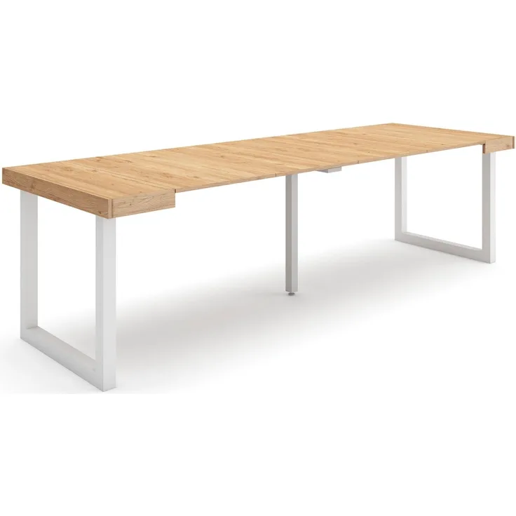 Skraut Home | Ausziehbarertisch | Multifunktionaler ausziehbarer | 260 | Für 12 Gäste | Massivholz Beine | Moderner Stil | Eiche