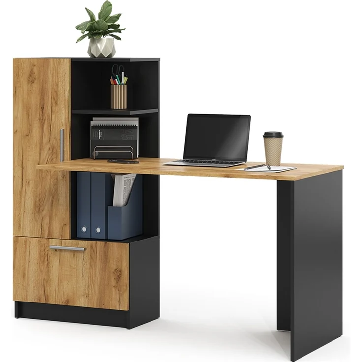 Schreibtisch Tomy Anthrazit/Goldkraft Eiche 150 x 59 cm Vicco – Bild 6