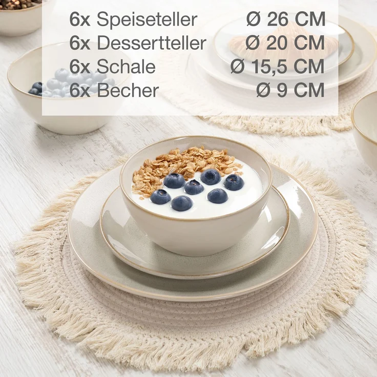 Moritz & Moritz SENSE beige Geschirrset 24 stk. – Bild 3