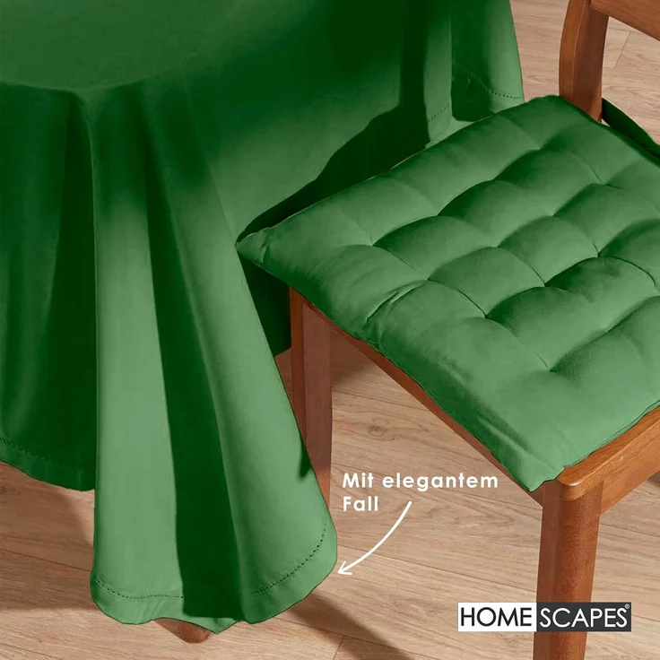 Homescapes Tischdecke Tischdecke dunkelgrün – 137 x 137 cm, 100% Baumwolle (1-tlg) – Bild 6