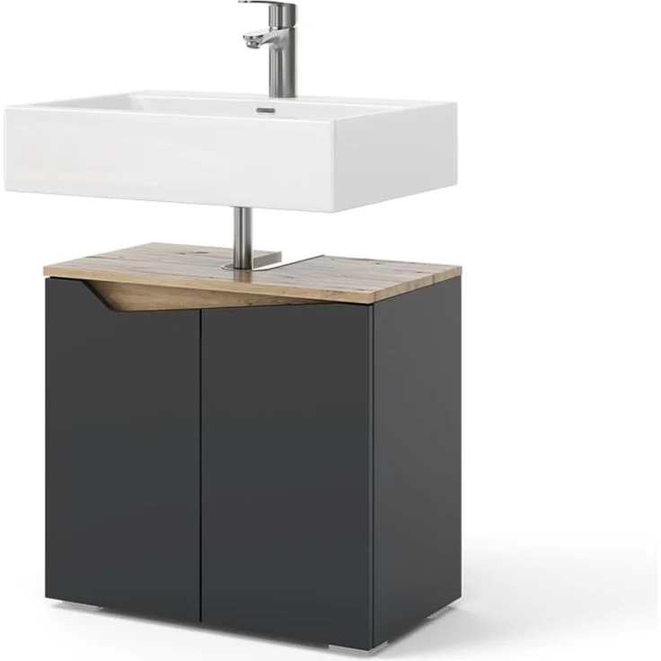 Waschbeckenunterschrank Marelle Anthrazit/Artisan 60 x 57.5 cm mit 2 Türen Vicco – Bild 7