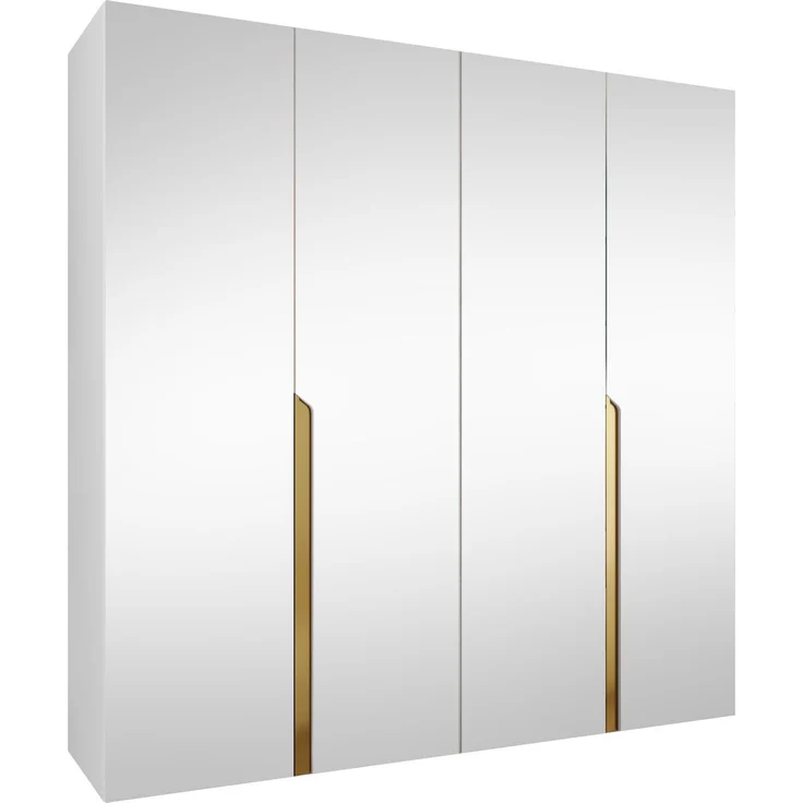 Kleiderschrank Veluna III 200 (Farbe: Weiß / Weiß + Gold) – Bild 1