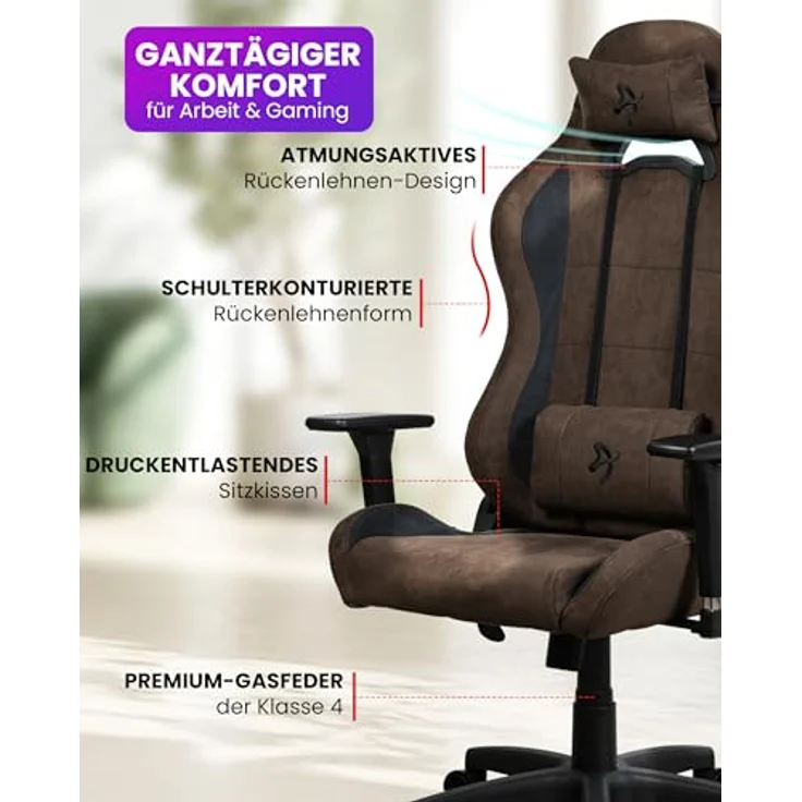 Arozzi Torretta Supersoft, Ergonomischer Bürostuhl mit Supersoft™ Mikrofaser, 3D Armlehnen und verstellbaren Kissen, bis zu 120 kg – Bild 4