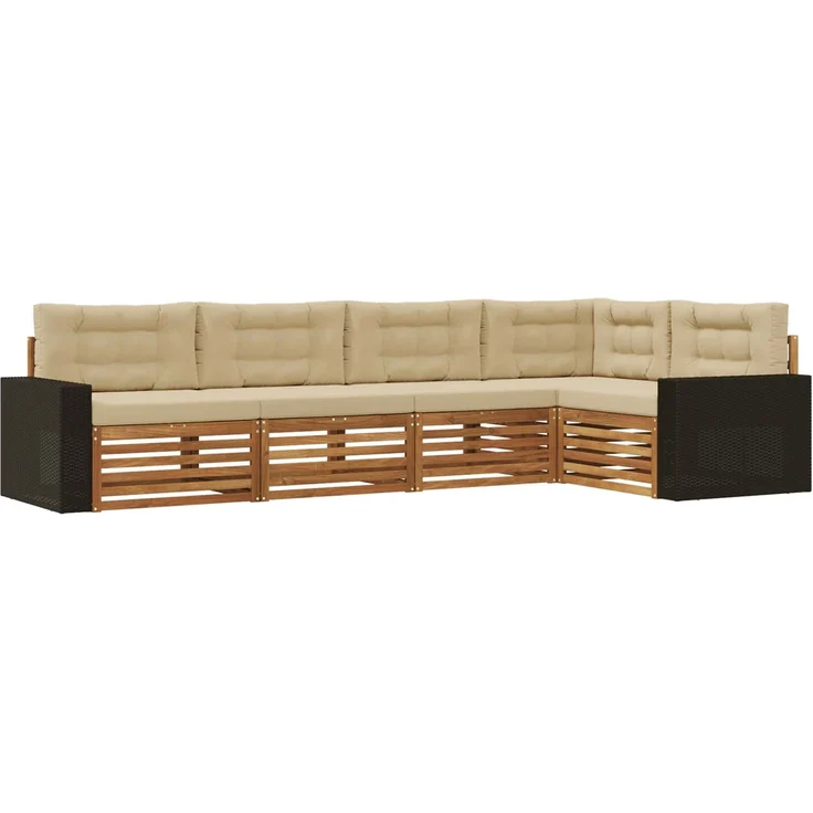 vidaXL Outdoor-Sofagarnitur 5 stk. Natur und Beige Polyester 3383366 – Bild 2