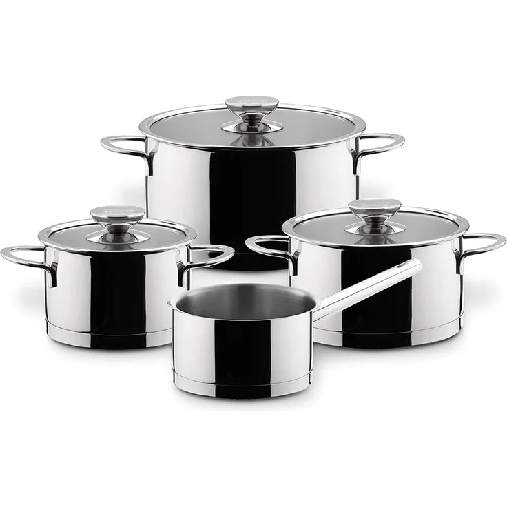 Berndes Kochtopfset Millesima 4-tlg. mit Glasdeckeln, Töpfe, Stieltopf, Edelstahl, Silber, 066105 – Bild 1