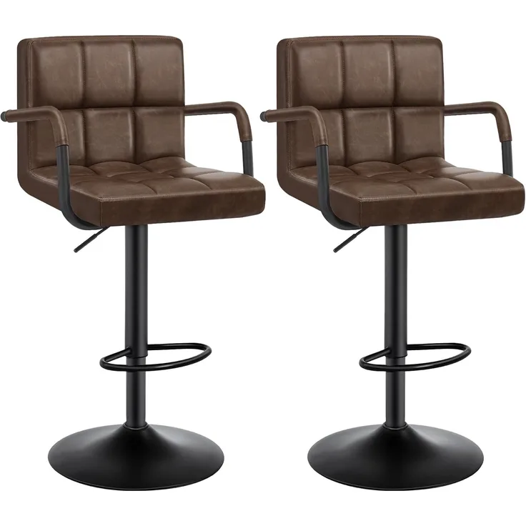 2er-Set Barstuhl drehbar Stahl dunkelbraun