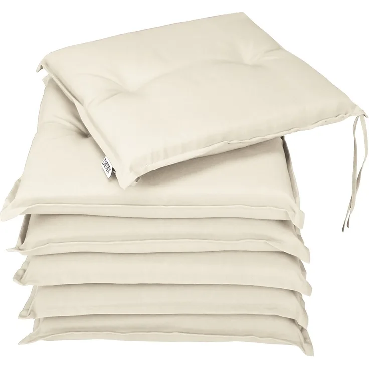 Deuba Stuhlauflagen 6er Set wasserabweisend Creme