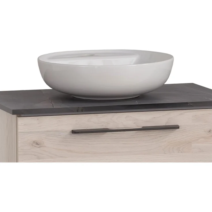 Schildmeyer Waschtisch Maxim 701842, rundes Aufsatzbecken, sandeiche Dekor/Marmor Optik – Bild 2