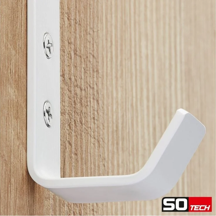 SO-TECH® Kleiderhaken doppelter Wandhaken, Edelstahl, 142 x 20 x 45 mm, (5-St), großer Jackenhaken mit abgerundeten Kanten weiß – Bild 3