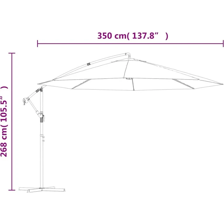 vidaXL Ampelschirm mit Aluminium-Mast 350 cm Blau 47131 – Bild 10