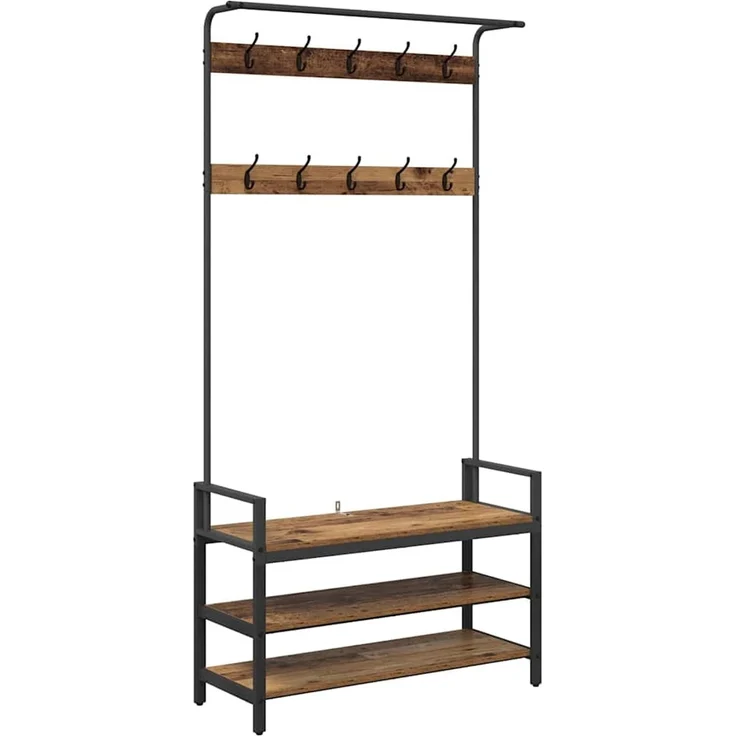 vidaXL Garderobenständer 95 x 34 x 184 cm Altholz Holzwerkstoff 879963 – Bild 2
