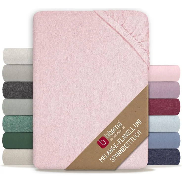 biberna Melange-Flanell Spannbetttuch 0841380 MELANGE UNI, rose, 1x 140x200 cm - 160x200 cm – Bild 1