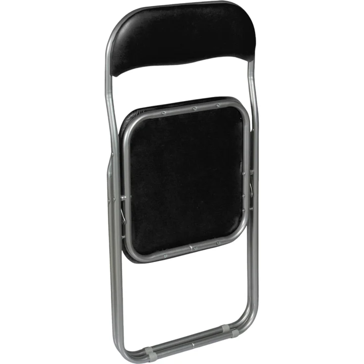 Dmora Set mit 4 Antenore-Klappstühlen, platzsparender Sessel, Gästestuhl, Besprechungssitz aus Kunstleder, 43 x 47 x 80 cm, Schwarz – Bild 4