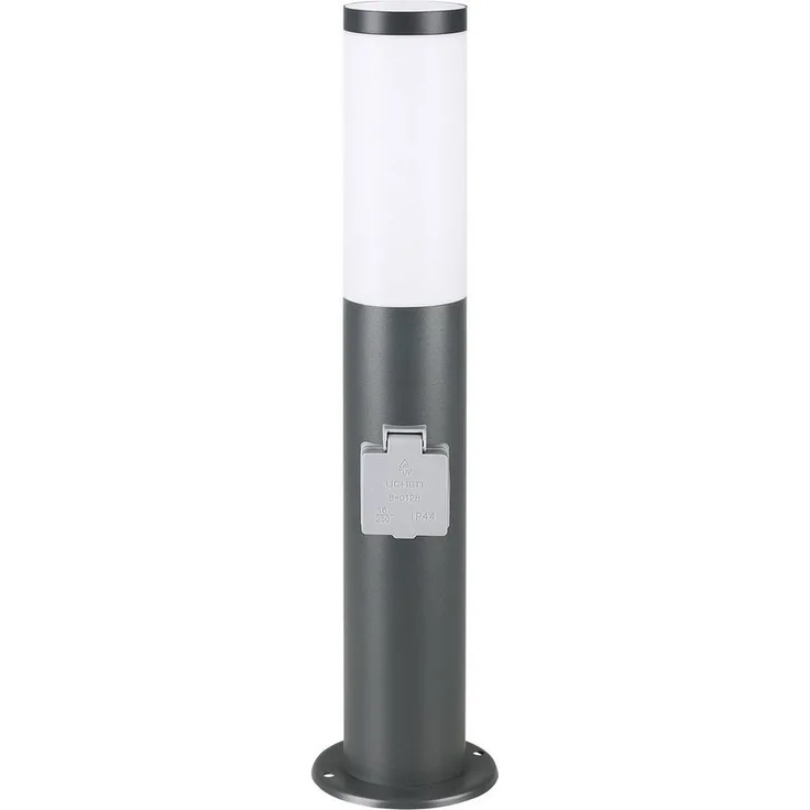 monzana Gartenleuchte, Außenleuchte mit Steckdose, Edelstahl 50cm IP44 Gartenlampe Wegeleuchte Außen Strom E27 Anthrazit