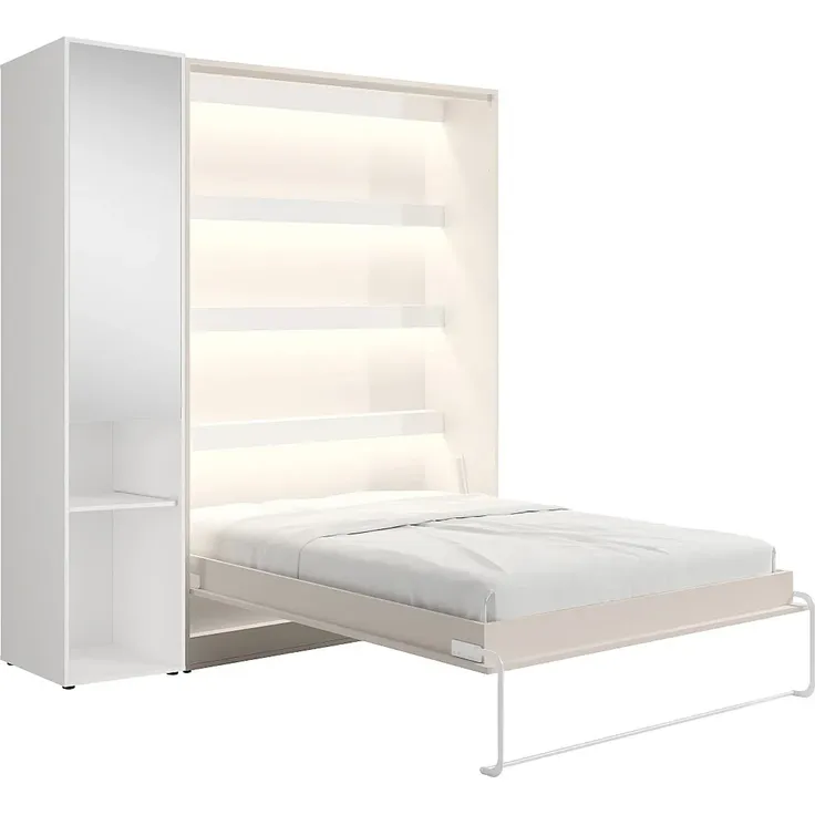 Vente-unique - RAPILI Bett Holz, Platte BeigeWeiß - B 50 cm239,2 cm x H 225,2 cm x L 209 cm – Bild 3