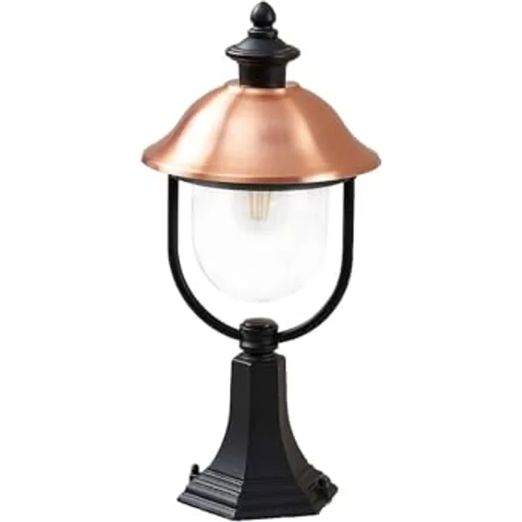 Lindby Außen-Stehlampe Clint, Metall, Kupfer IP44, 1 x 60 W