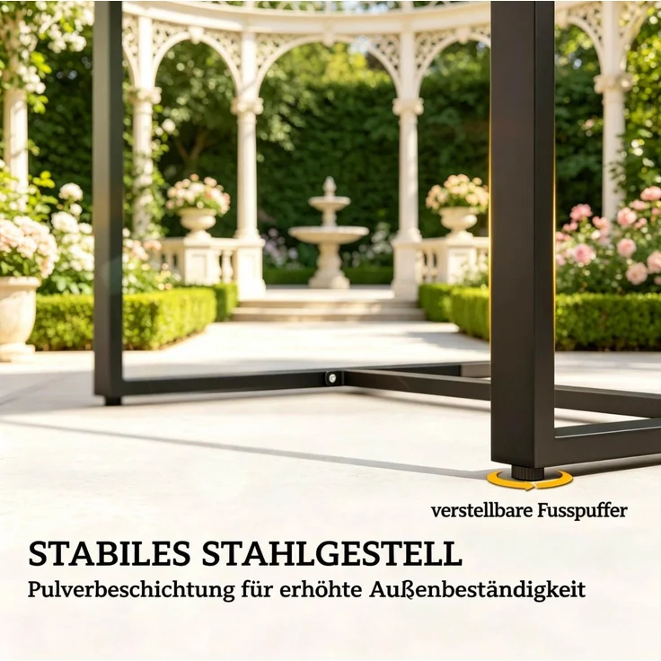Gartenmöbelset aus PE-Rattan, 2 Sessel mit Kissen & Glastisch, 55x58x76 cm, Braun/Khaki/Schwarz – Bild 5