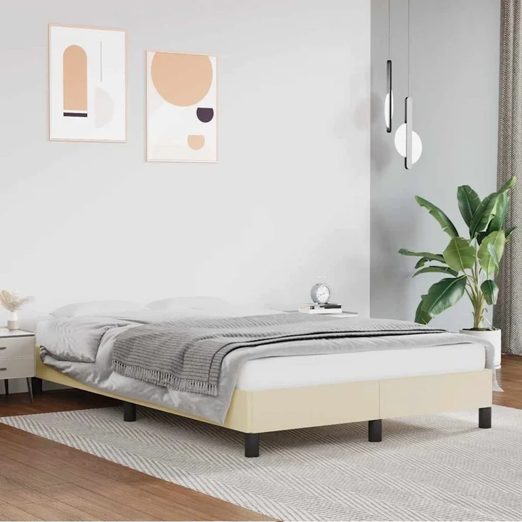 Einzelbettgestell Design für Erwachsene ohne Matratze Creme 120x190 cm Kunstleder d4260e – Bild 2