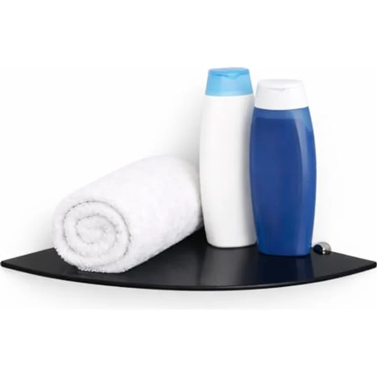 HOOZ Wandregal Eckregal aus Sicherheitsglas mit Halterung - Schwarz 45 x 45 x 0,6 cm, 1-tlg, mit geschliffenen Kanten – Bild 2