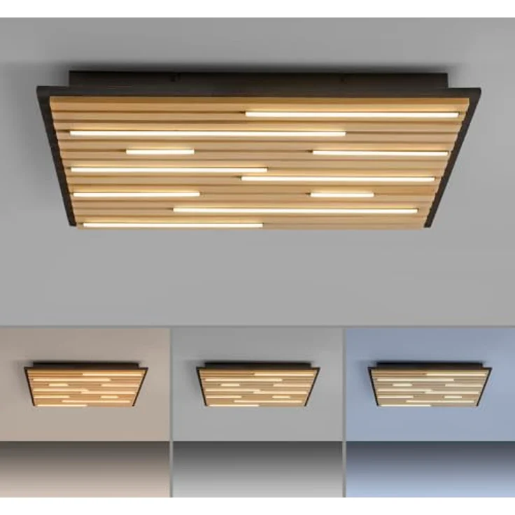 Paul Neuhaus LED Deckenleuchte Akustik Paneel, Echtholzfurnier Eiche natur, SmartHome CCT Steuerung, dimmbar mit Fernbedienung, 62cm quadratisch – Bild 5