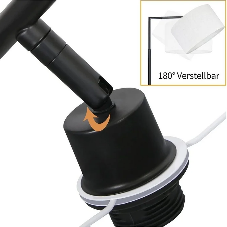 Nettlife Stehlampe Retro-Stoffschirm Weiß E27 Wohnzimmer Stehleuchte, LED wechselbar, Wohnzimmer Schlafzimmer Büro – Bild 3