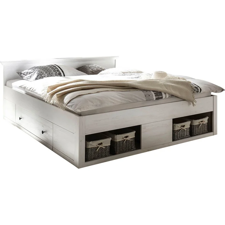 Home affaire Bett California Doppelbett im Landhausstil, Stauraumbett mit Schubladen, Bettgestell in 3 Breiten verfügbar, Liegefläche 90/140/180 x 200 cm – Bild 1