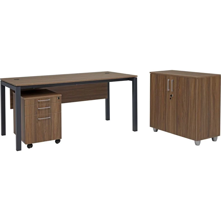 Schreibtisch Tetra, 160 x 80 x 75 cm, Nussbaum Dekor/anthrazit RAL 7016 – Bild 9