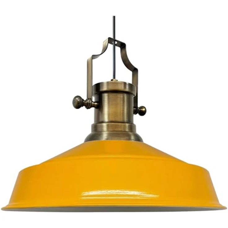 bamyum Asletl Pendelleuchte Dunkelgelb, Hängelampe Industrial aus Metall Ø41 cm, E27 für Küche und Esszimmer – Bild 4