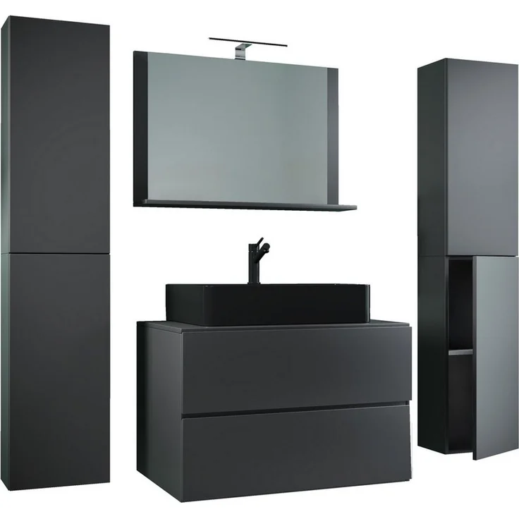 VCM Badmöbel Waschtisch Lendas 919569 Anthrazit H. 150 x B. 147 x T. 52 cm – Bild 1