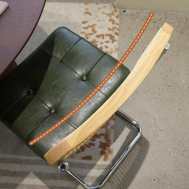 LVHOM Freischwinger 2er Set Esszimmerstuhl, Retro Küchenstuhl mit Chromgestell & Rattan-Rückenlehne, gepolsterter Kunstleder-Sitz, stapelbar, moderne Wohnzimmerstuhl, Dunkelgrün – Bild 5