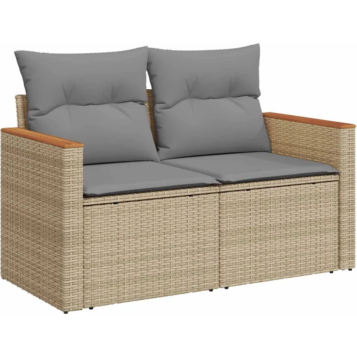 vidaXL Sofa Set 5 stk. Beige und Hellgrau Polyrattan und Stahl 3447939 – Bild 3