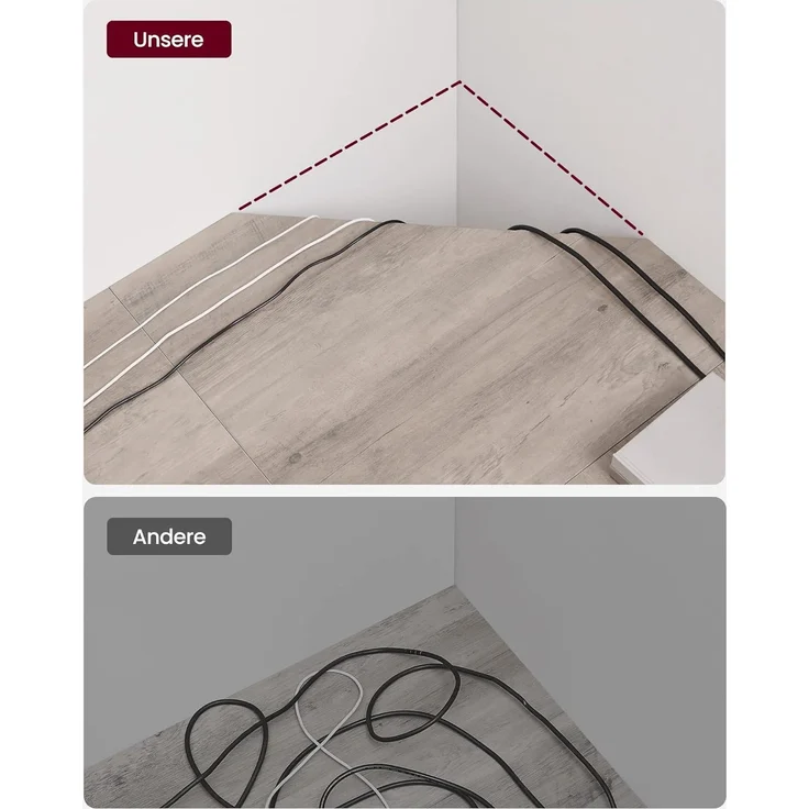 VASAGLE Eckschreibtisch, L-förmiger Computertisch, 149 x 149 x 76 cm, platzsparender Bürotisch, Homeoffice, Gaming, Greige meliert-tintenschwarz LWD073B02 – Bild 6