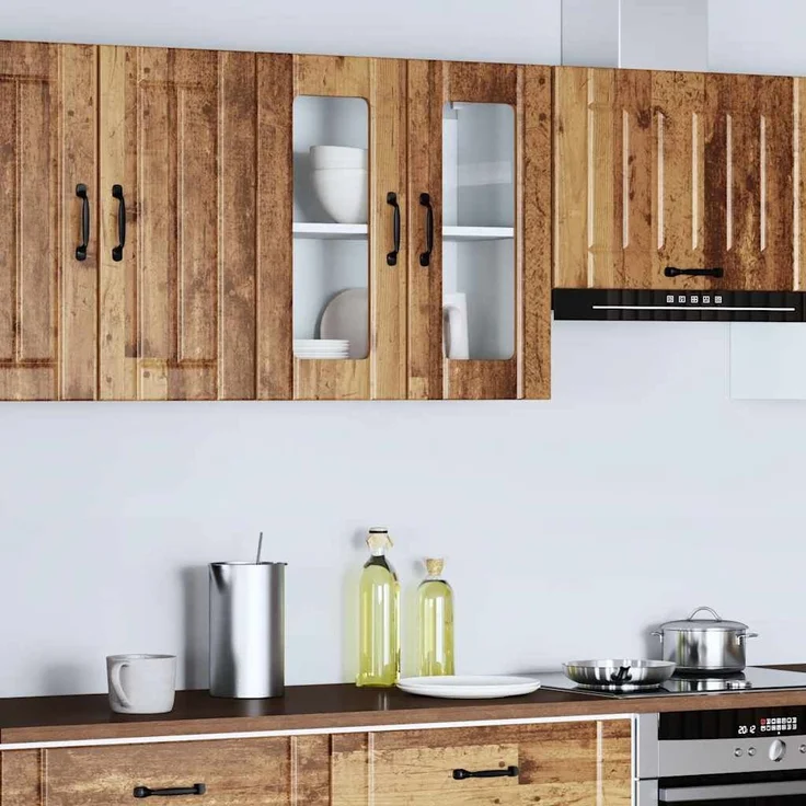 vidaXL Küchen-Hängeschrank mit Glastür Lucca Altholz-Optik Holzwerkstoff 853915 – Bild 3