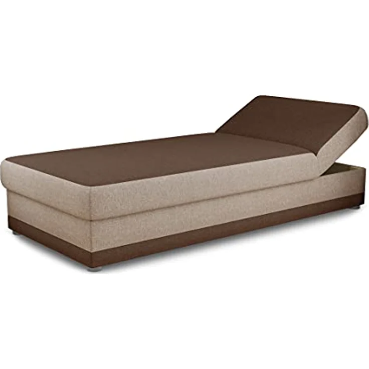 Bett Andre 90x200cm mit Bettkasten - Sofa, Schlafsofa, Regulierbarer Rückenlehne, Bettgestell, Schlafzimmer, Kinderzimmer (Braun (Sawana 16 + 27)) – Bild 2