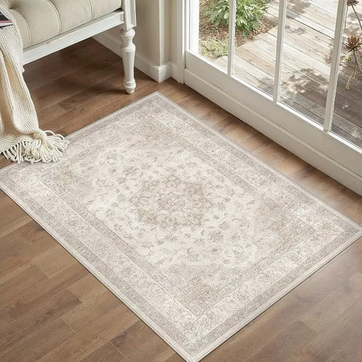 PURECOZY Teppich Kurzflor & Weich, Waschbar & Pflegeleicht, Retro-Design, Rechteckig, Höhe: 6.1 mm, geeignet für verschiedene Innenräume