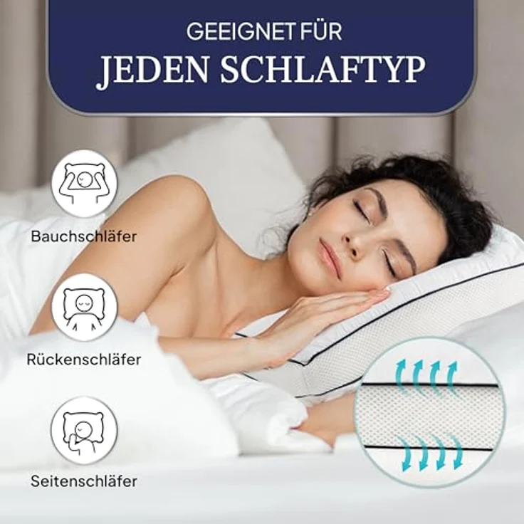 Gentle North Microfaserkissen Kopfkissen in Hotelqualität flauschige, gut gefüllte Schlafkissen, Füllung: Polyester, Rückenschläfer, Seitenschläfer, Bauchschläfer, Seitschläfer – Bild 5